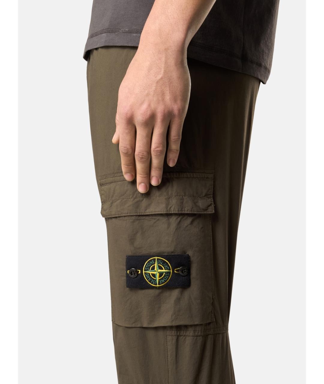 STONE ISLAND Хаки хлопковые повседневные брюки, фото 2