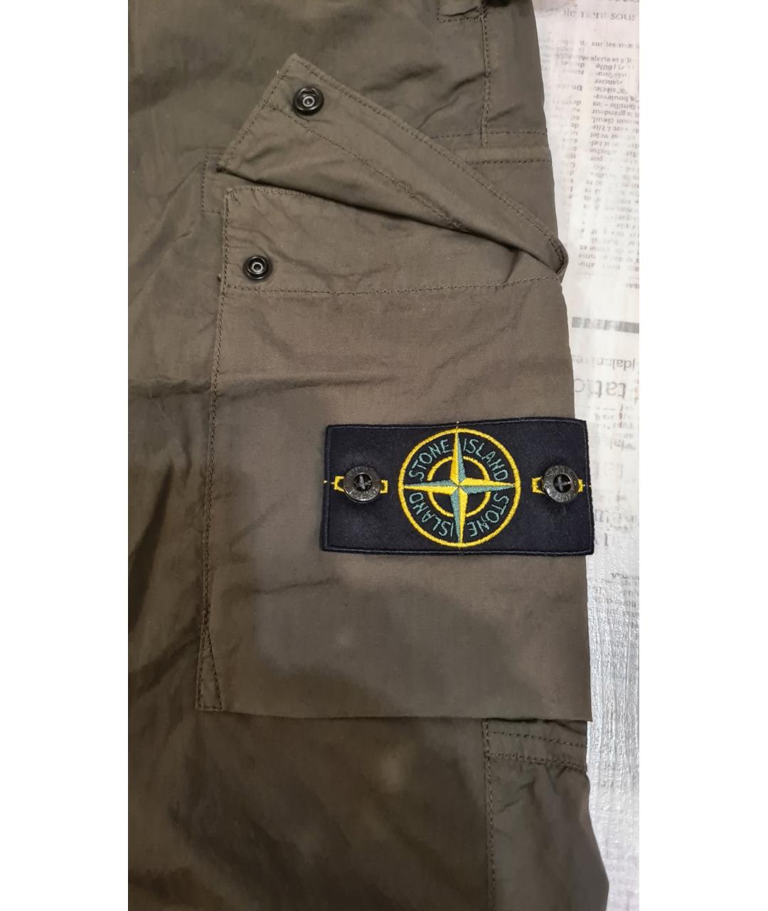 STONE ISLAND Хаки хлопковые повседневные брюки, фото 5