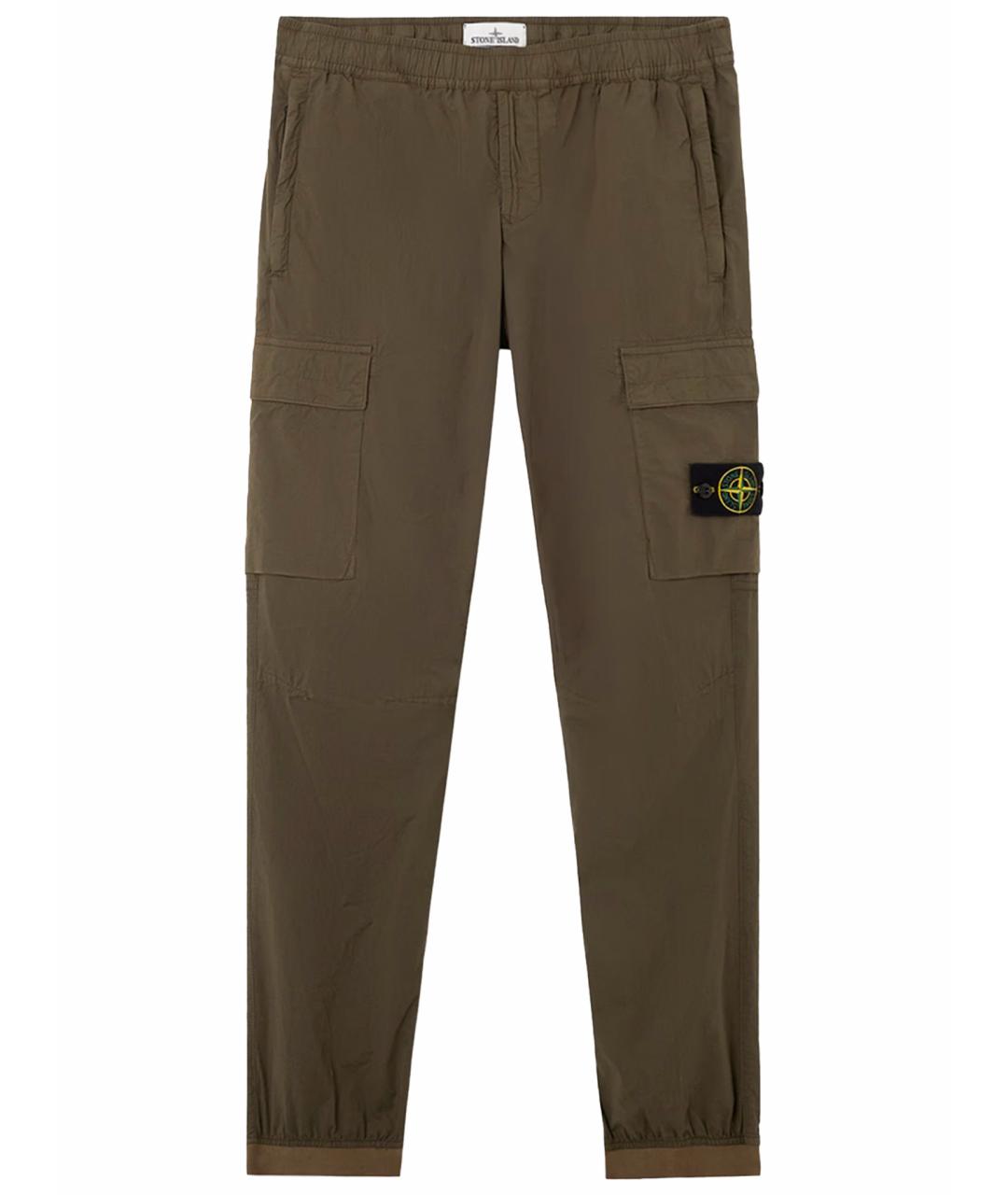 STONE ISLAND Хаки хлопковые повседневные брюки, фото 1