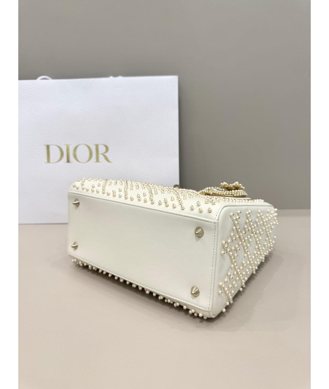DIOR HOMME Белая кожаная сумка с короткими ручками, фото 6