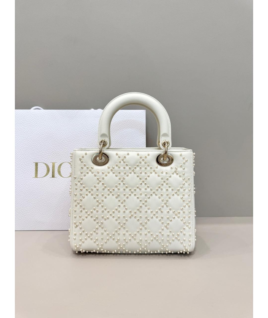 DIOR HOMME Белая кожаная сумка с короткими ручками, фото 3