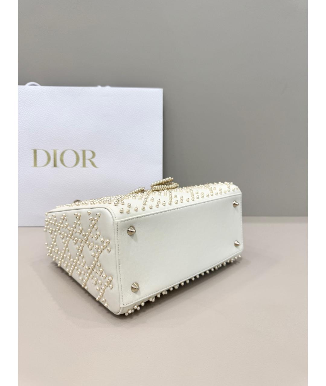DIOR HOMME Белая кожаная сумка с короткими ручками, фото 5