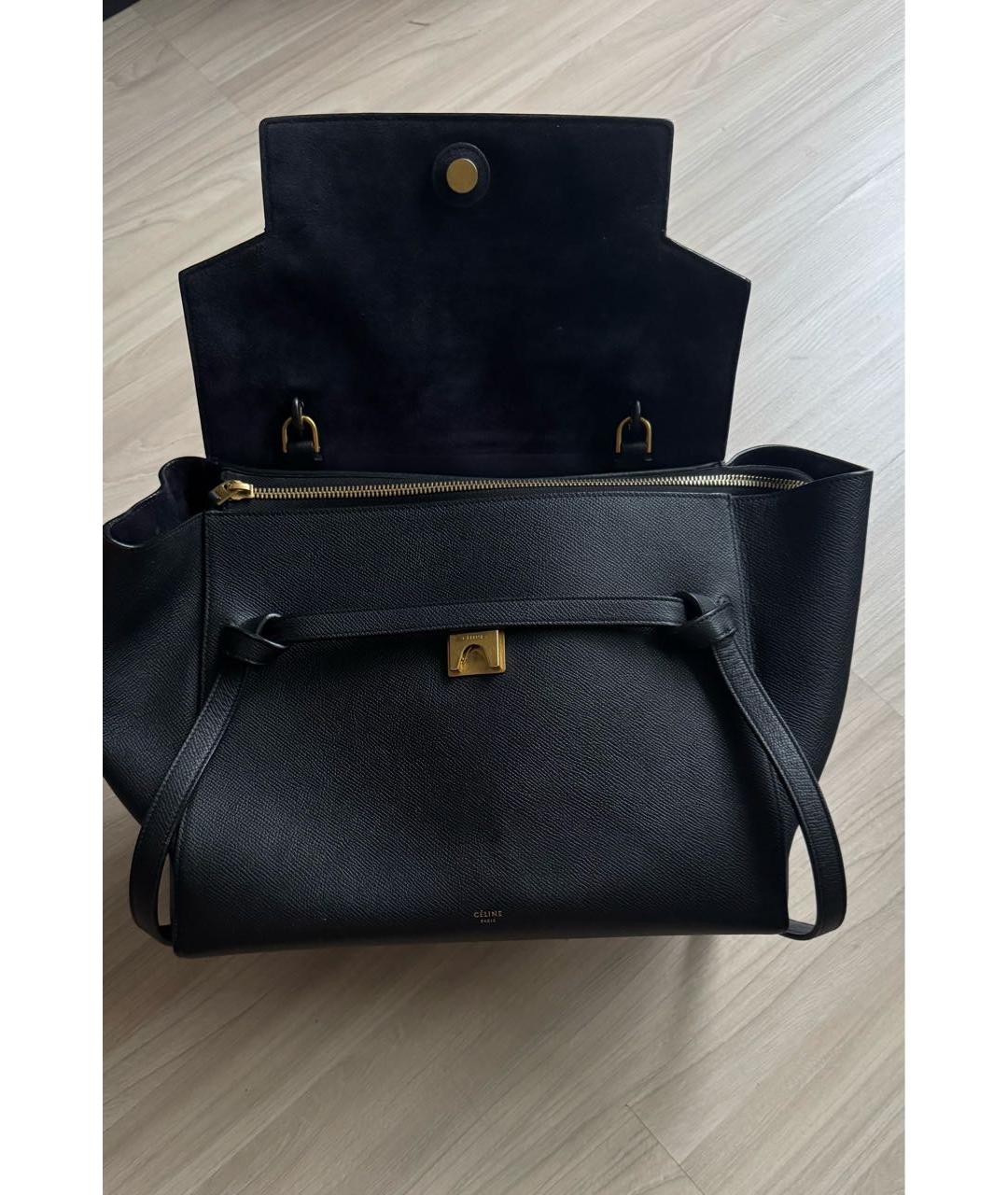 CELINE Черная кожаная сумка тоут, фото 3