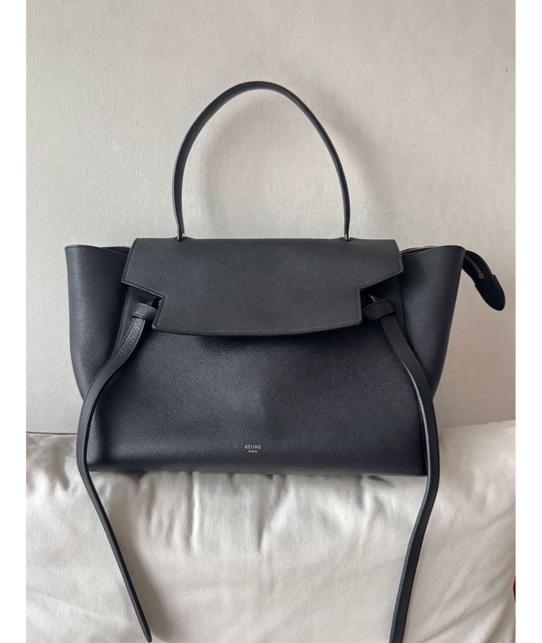 CELINE Черная кожаная сумка тоут, фото 9