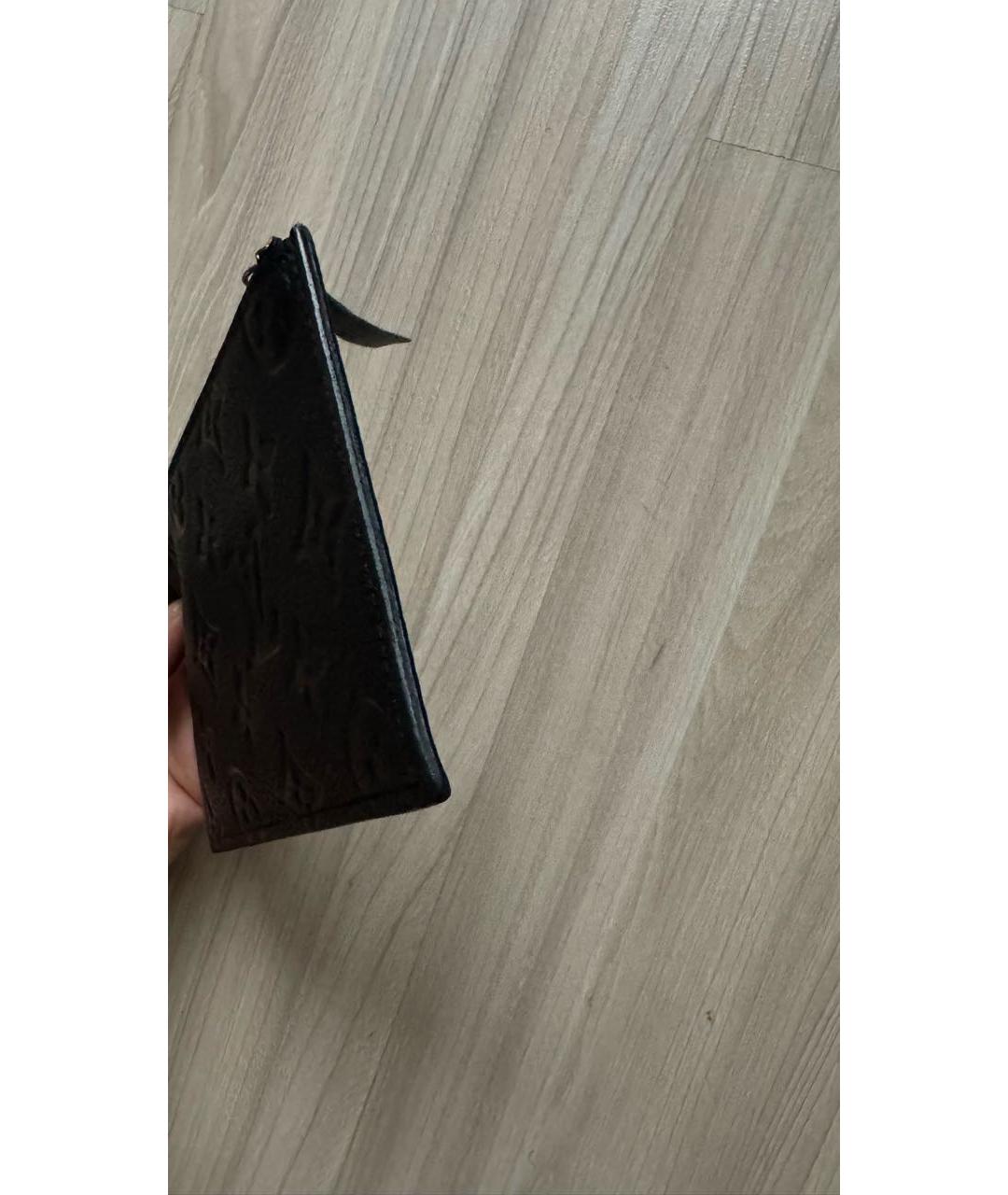 LOUIS VUITTON Черный кожаный кошелек, фото 3