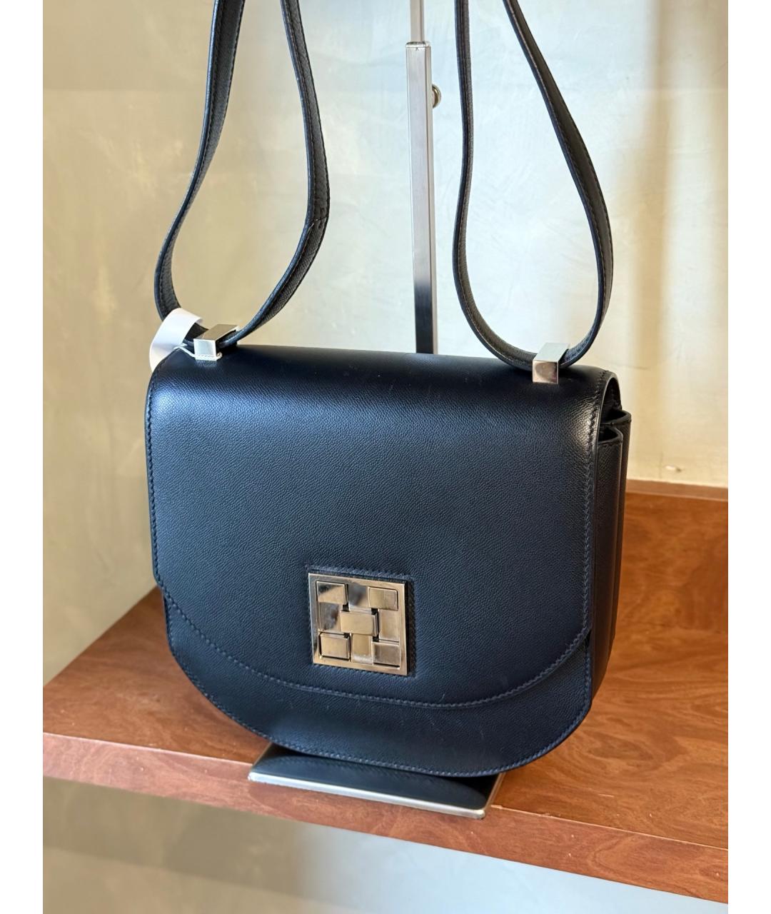 HERMES Черная кожаная сумка тоут, фото 10