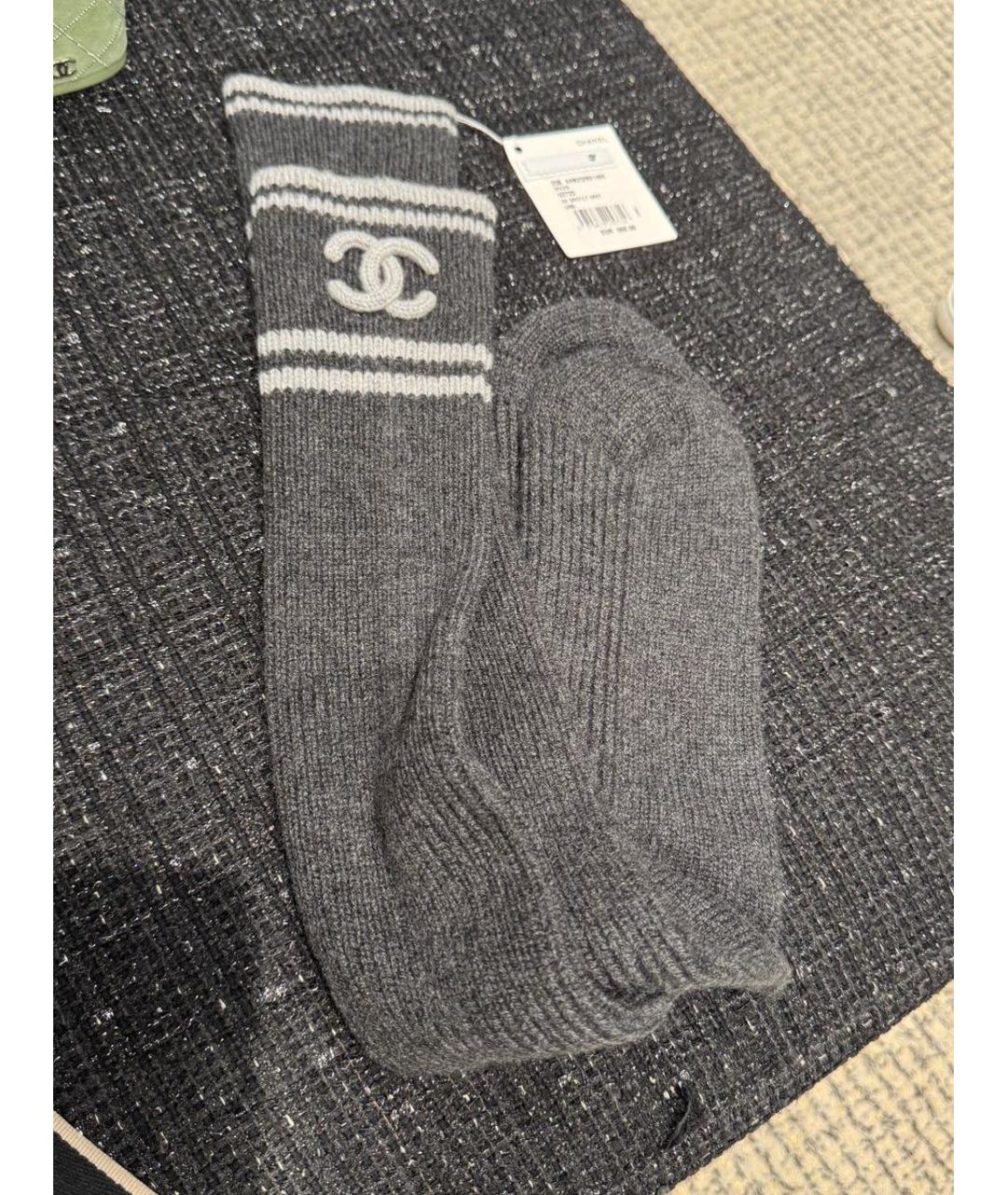 CHANEL Антрацитовые носки, чулки и колготы, фото 1