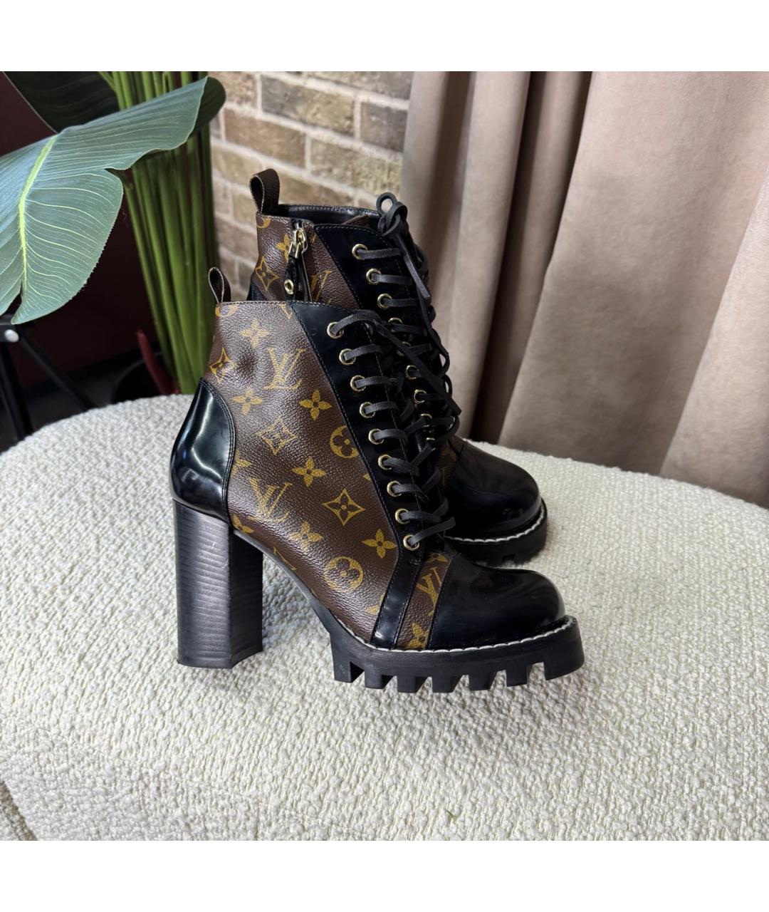 LOUIS VUITTON Черные кожаные ботильоны, фото 6