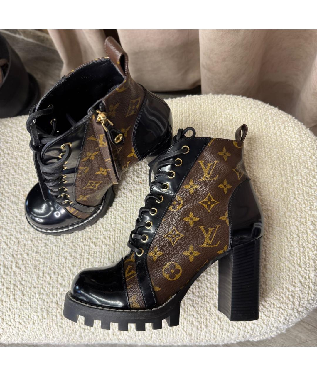 LOUIS VUITTON Черные кожаные ботильоны, фото 3
