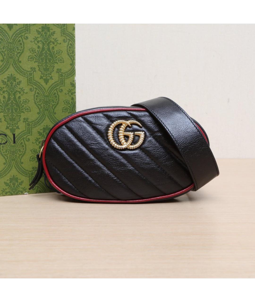 GUCCI Черная кожаная сумка через плечо, фото 2