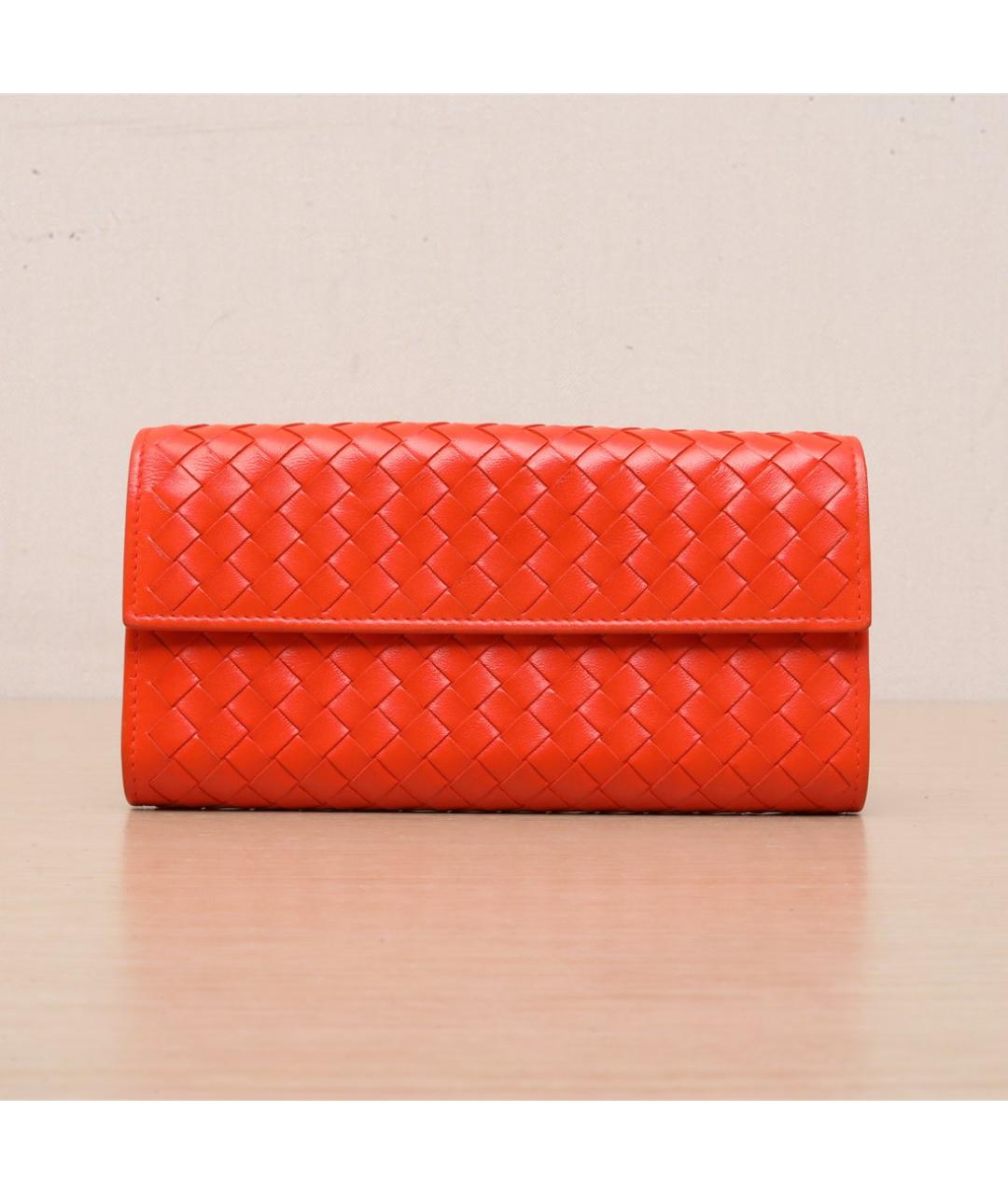 BOTTEGA VENETA Оранжевый кожаный кошелек, фото 3