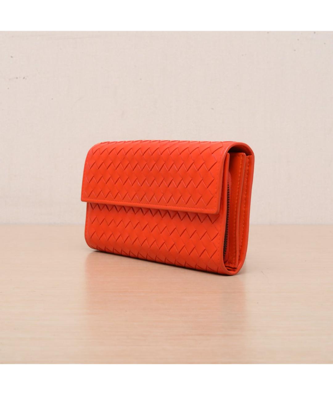 BOTTEGA VENETA Оранжевый кожаный кошелек, фото 4