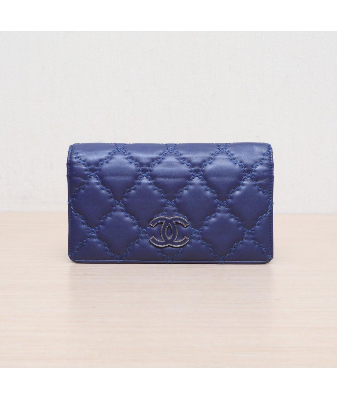 CHANEL Синий кожаный кошелек, фото 2