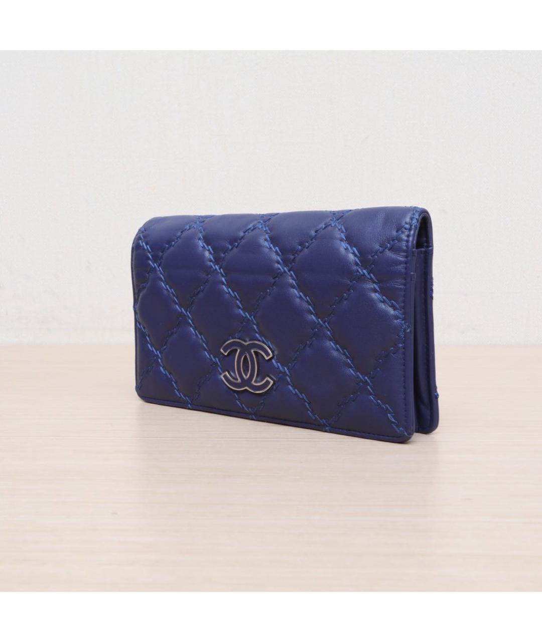 CHANEL Синий кожаный кошелек, фото 3