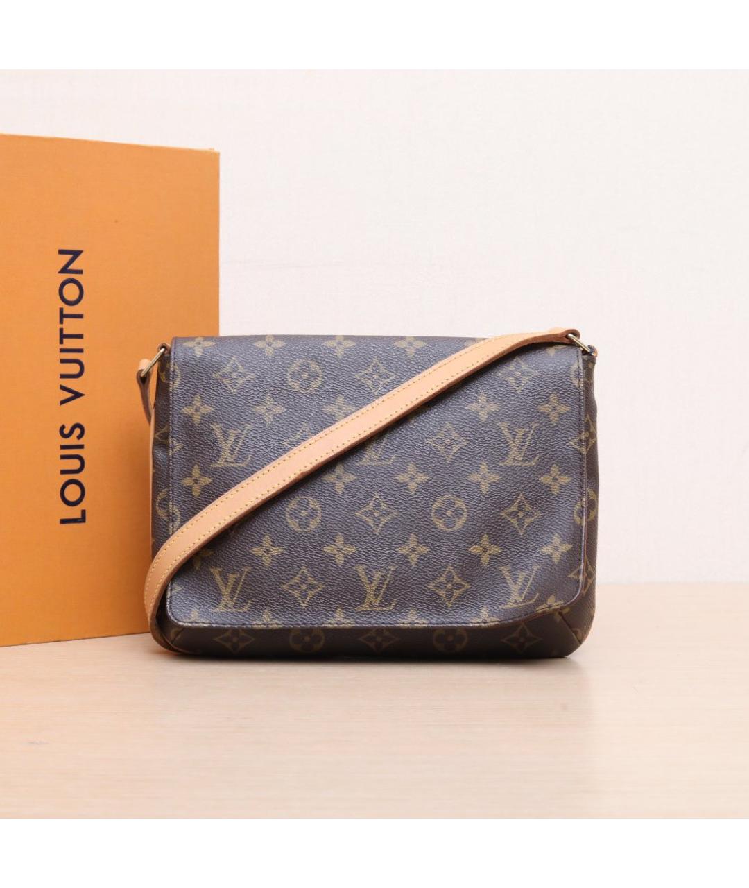 LOUIS VUITTON Коричневая кожаная сумка через плечо, фото 10