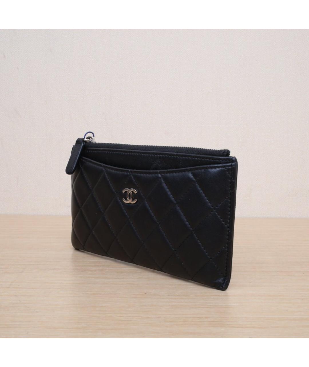 CHANEL Черный кожаный кошелек, фото 3