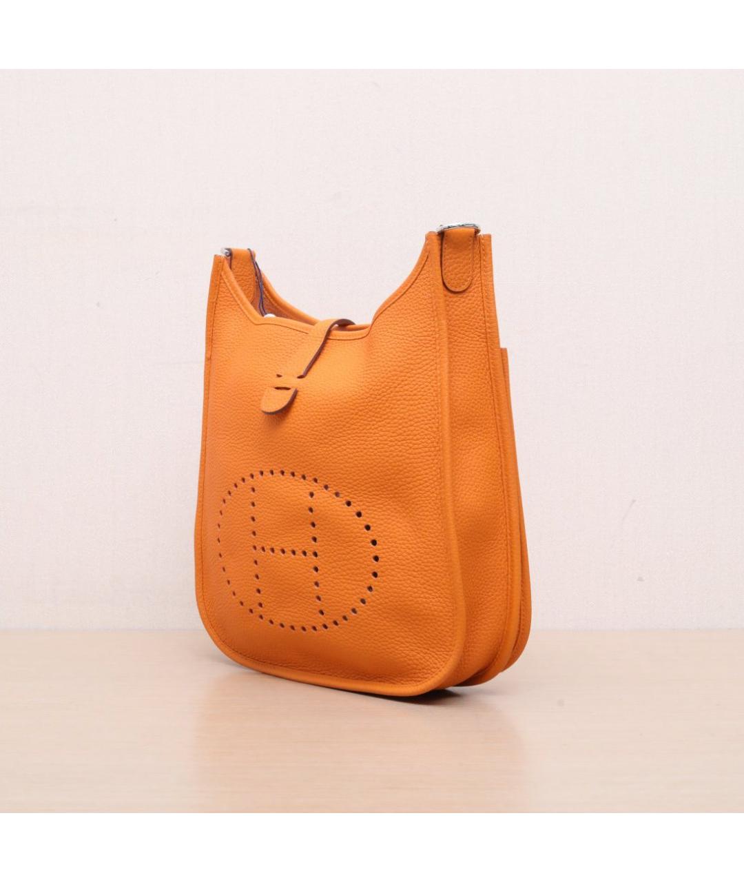 HERMES Оранжевая кожаная сумка через плечо, фото 3