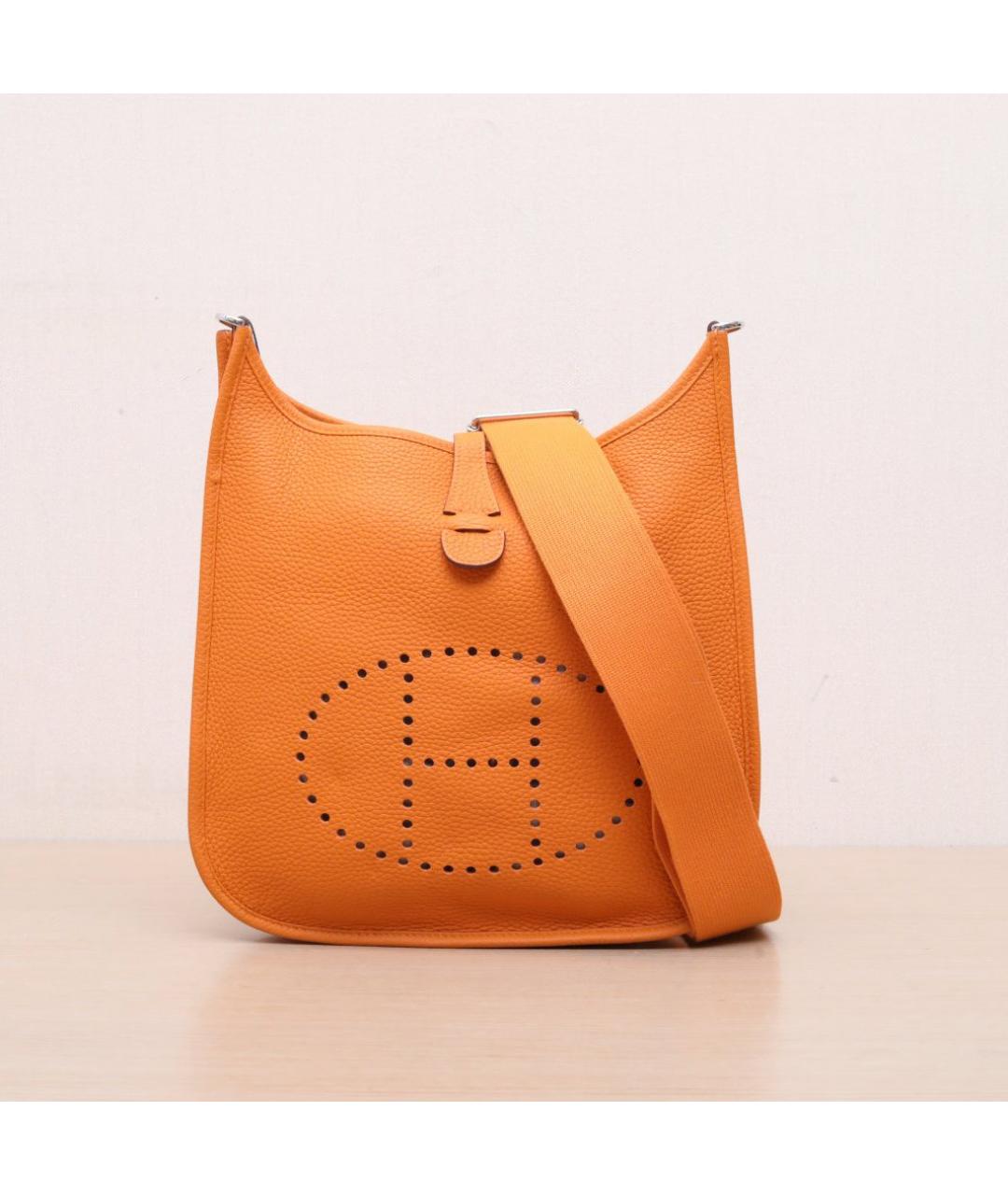 HERMES Оранжевая кожаная сумка через плечо, фото 2