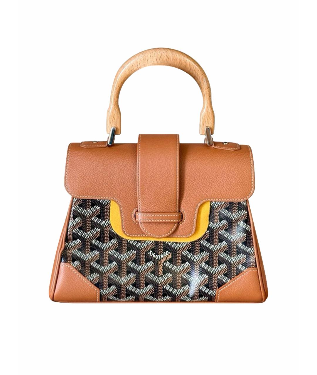 GOYARD Коричневая сумка с короткими ручками из искусственной кожи, фото 9