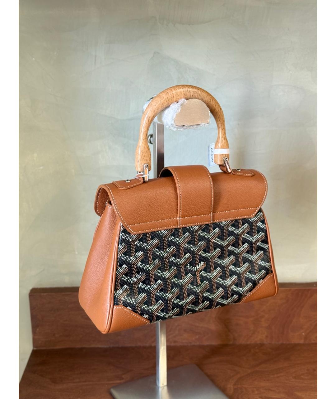 GOYARD Коричневая сумка с короткими ручками из искусственной кожи, фото 8