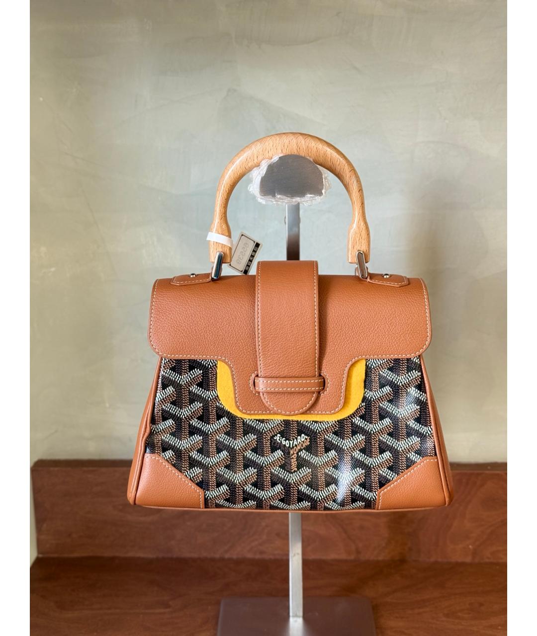 GOYARD Коричневая сумка с короткими ручками из искусственной кожи, фото 2