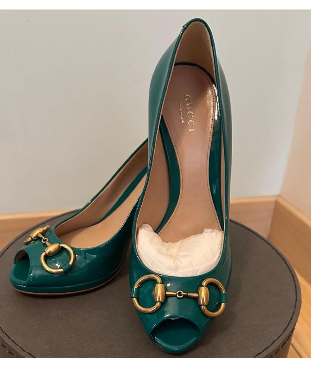 GUCCI Зеленые туфли из лакированной кожи, фото 3