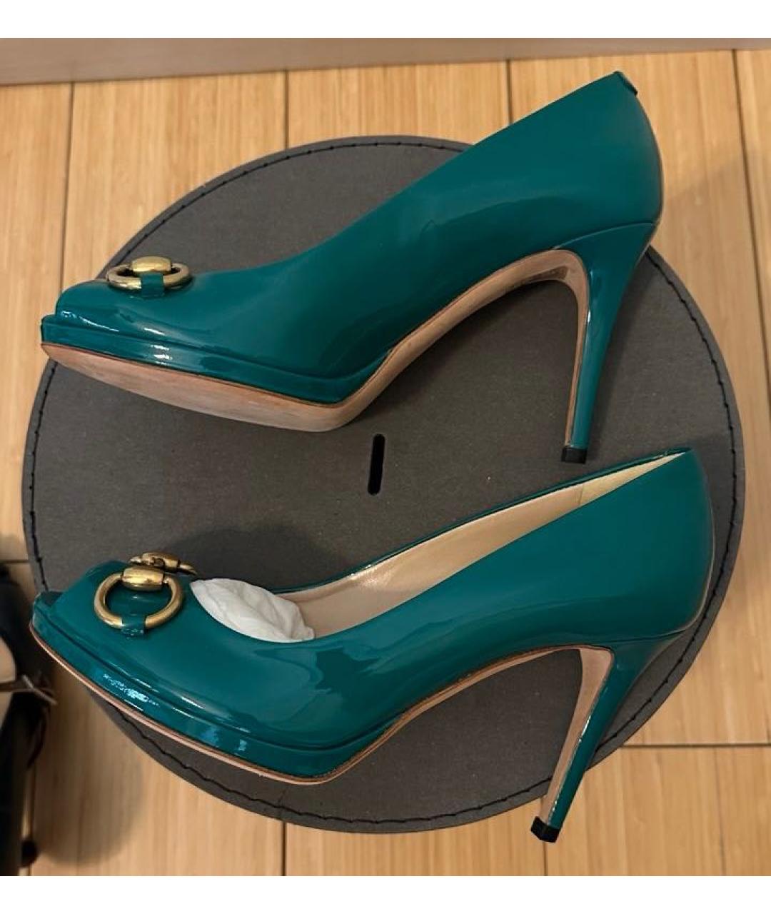 GUCCI Зеленые туфли из лакированной кожи, фото 5