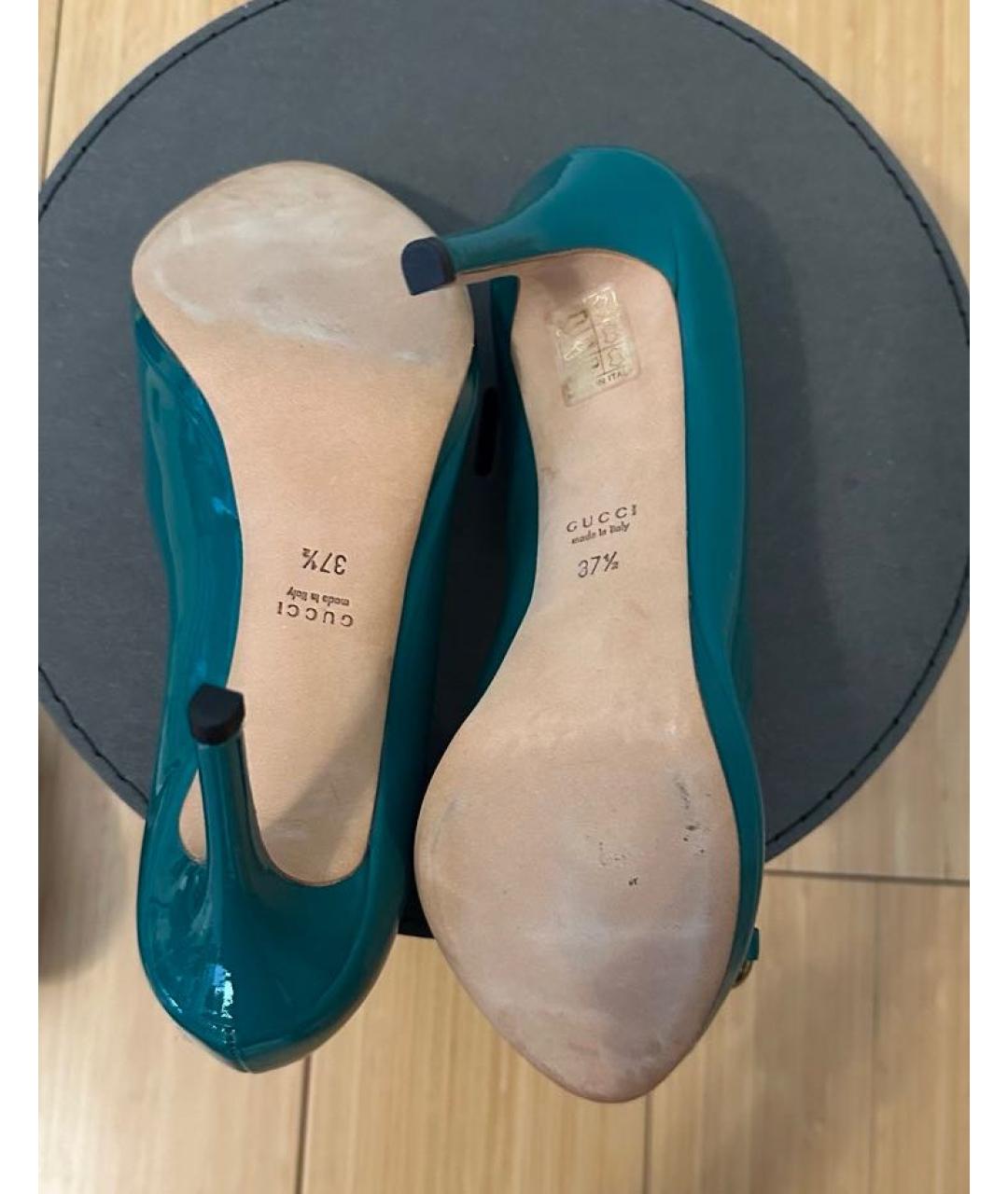 GUCCI Зеленые туфли из лакированной кожи, фото 4