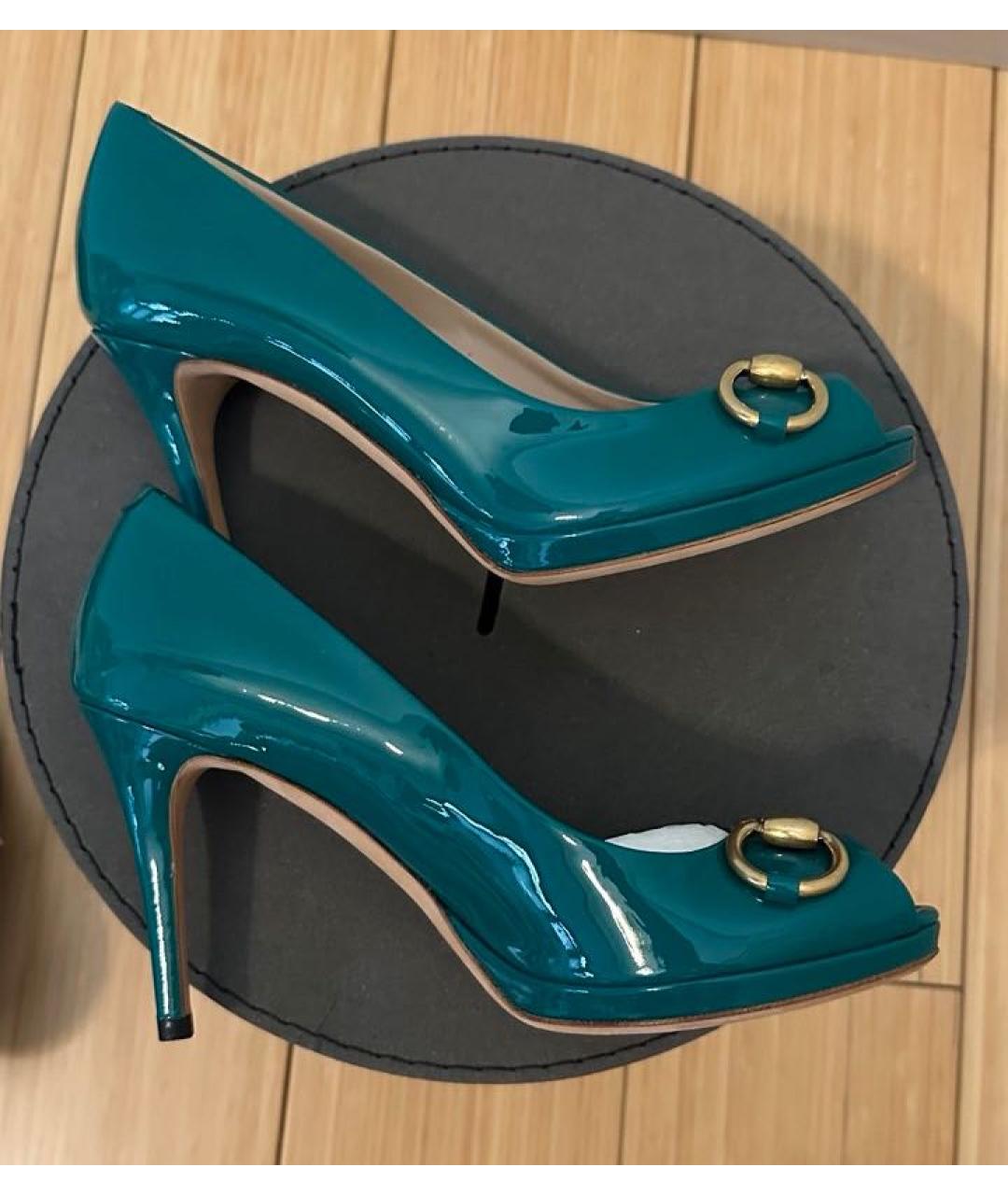 GUCCI Зеленые туфли из лакированной кожи, фото 6