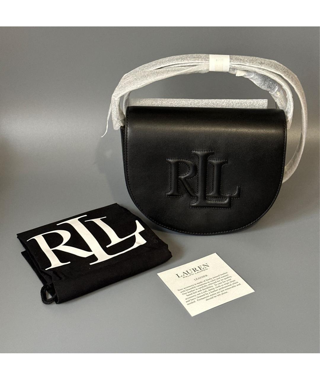 RALPH LAUREN Черная кожаная сумка через плечо, фото 2