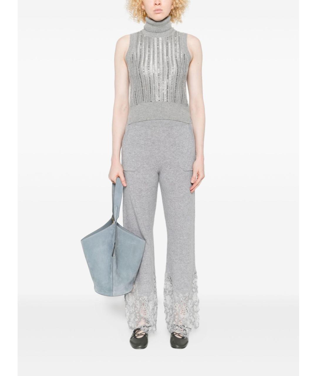 ERMANNO SCERVINO Серые кашемировые прямые брюки, фото 2