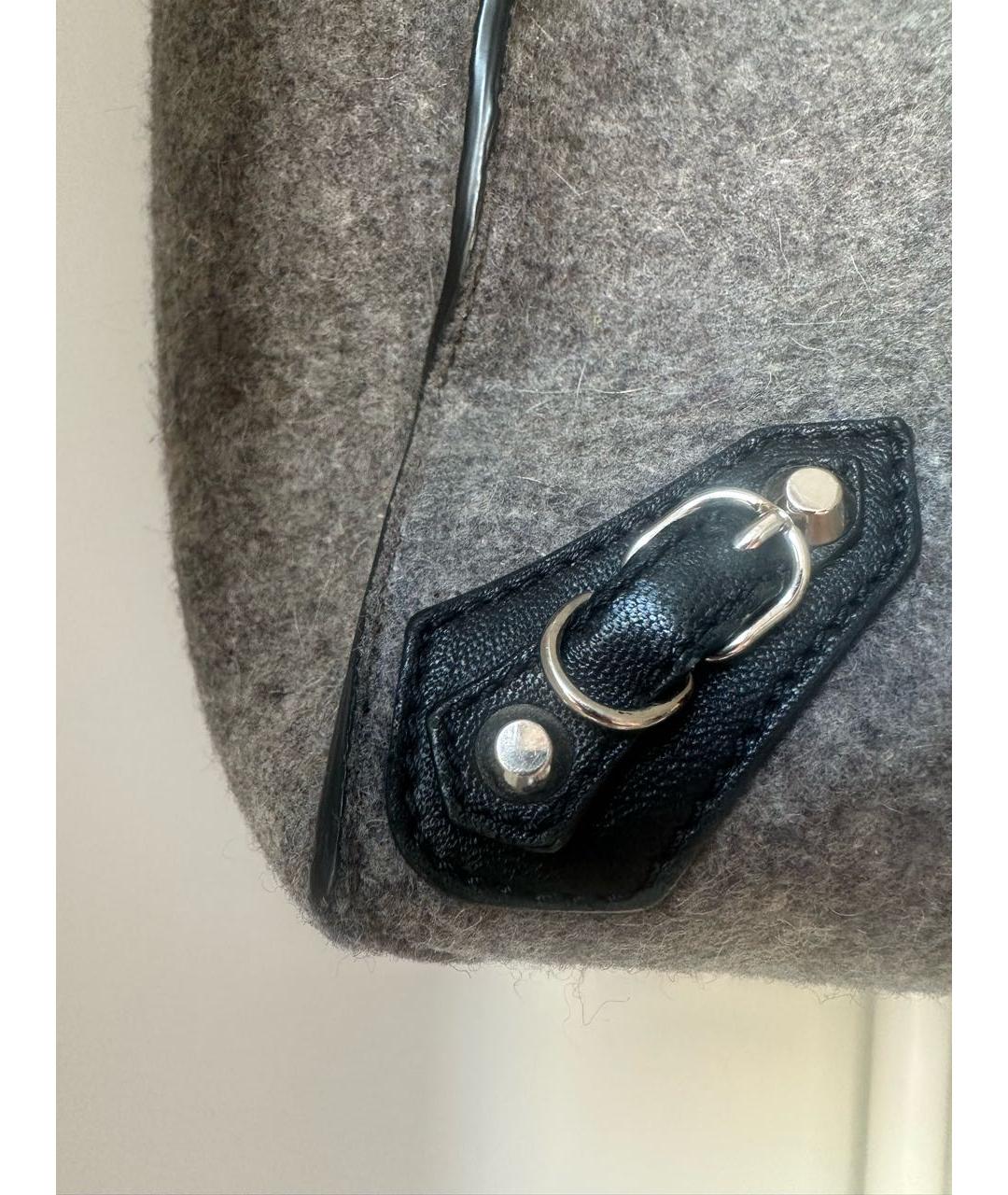 BALENCIAGA Серая шерстяная сумка тоут, фото 2