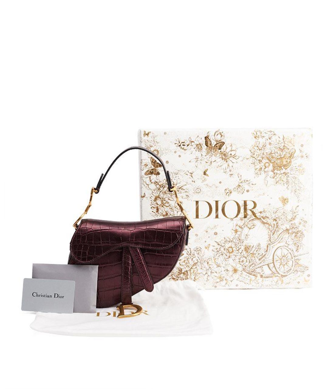 CHRISTIAN DIOR Бордовая сумка с короткими ручками из экзотической кожи, фото 7