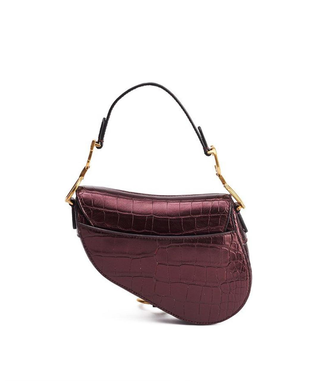 CHRISTIAN DIOR Бордовая сумка с короткими ручками из экзотической кожи, фото 3