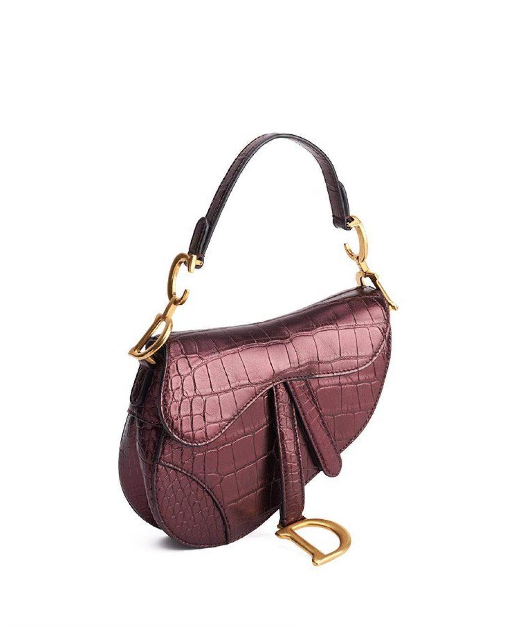 CHRISTIAN DIOR Бордовая сумка с короткими ручками из экзотической кожи, фото 2