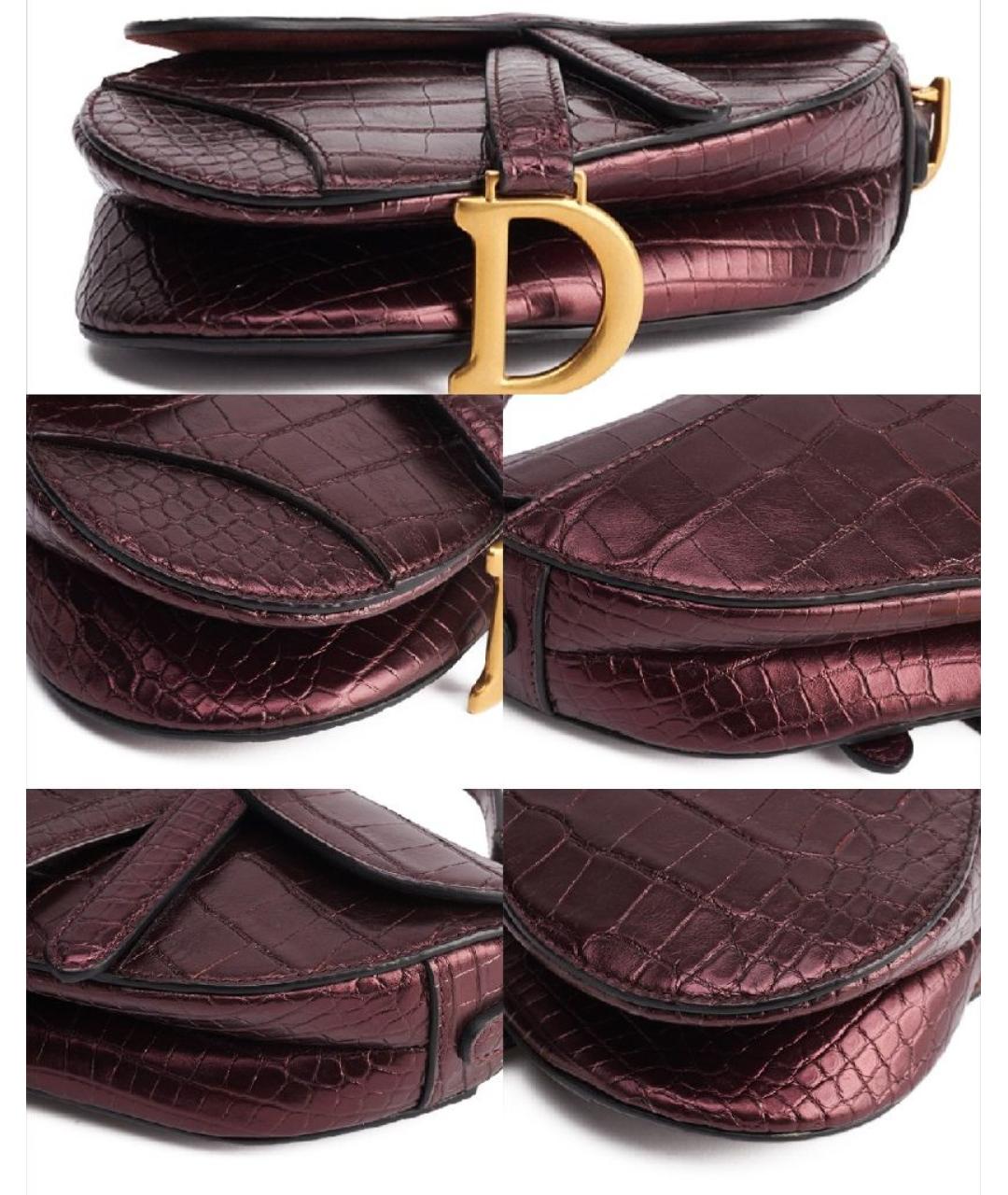 CHRISTIAN DIOR Бордовая сумка с короткими ручками из экзотической кожи, фото 6