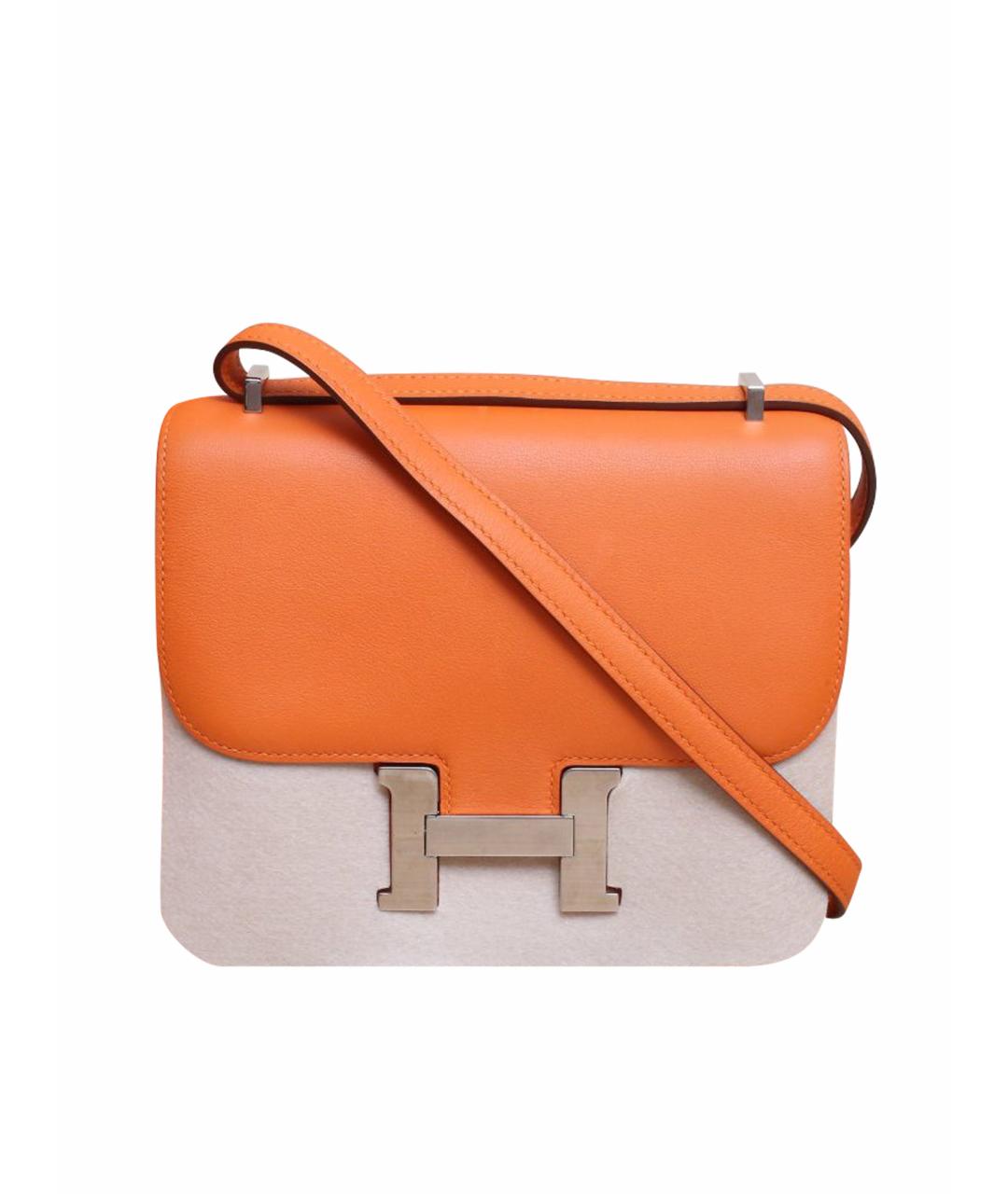 HERMES Оранжевая кожаная сумка через плечо, фото 1