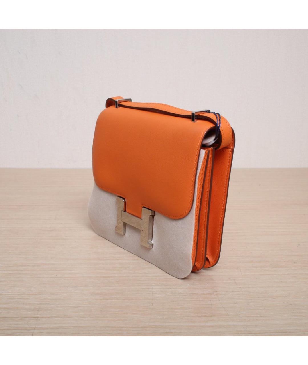 HERMES Оранжевая кожаная сумка через плечо, фото 3