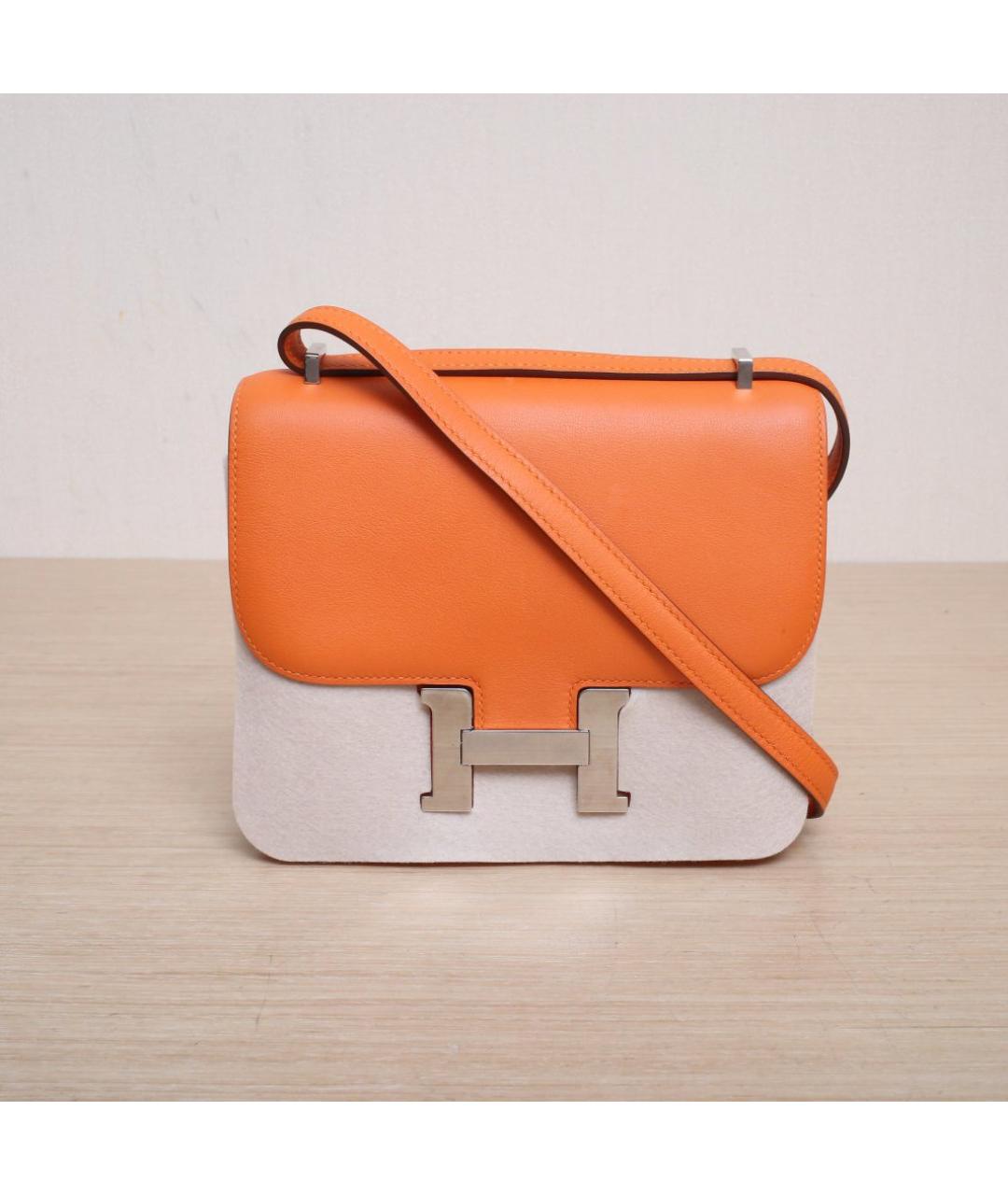 HERMES Оранжевая кожаная сумка через плечо, фото 2
