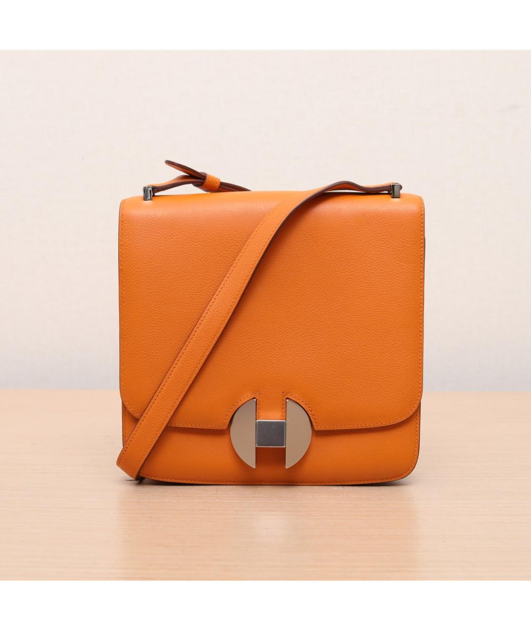 HERMES Оранжевая кожаная сумка через плечо, фото 10