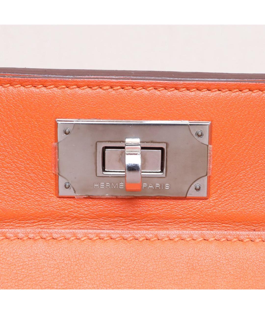 HERMES Оранжевая кожаная сумка через плечо, фото 7