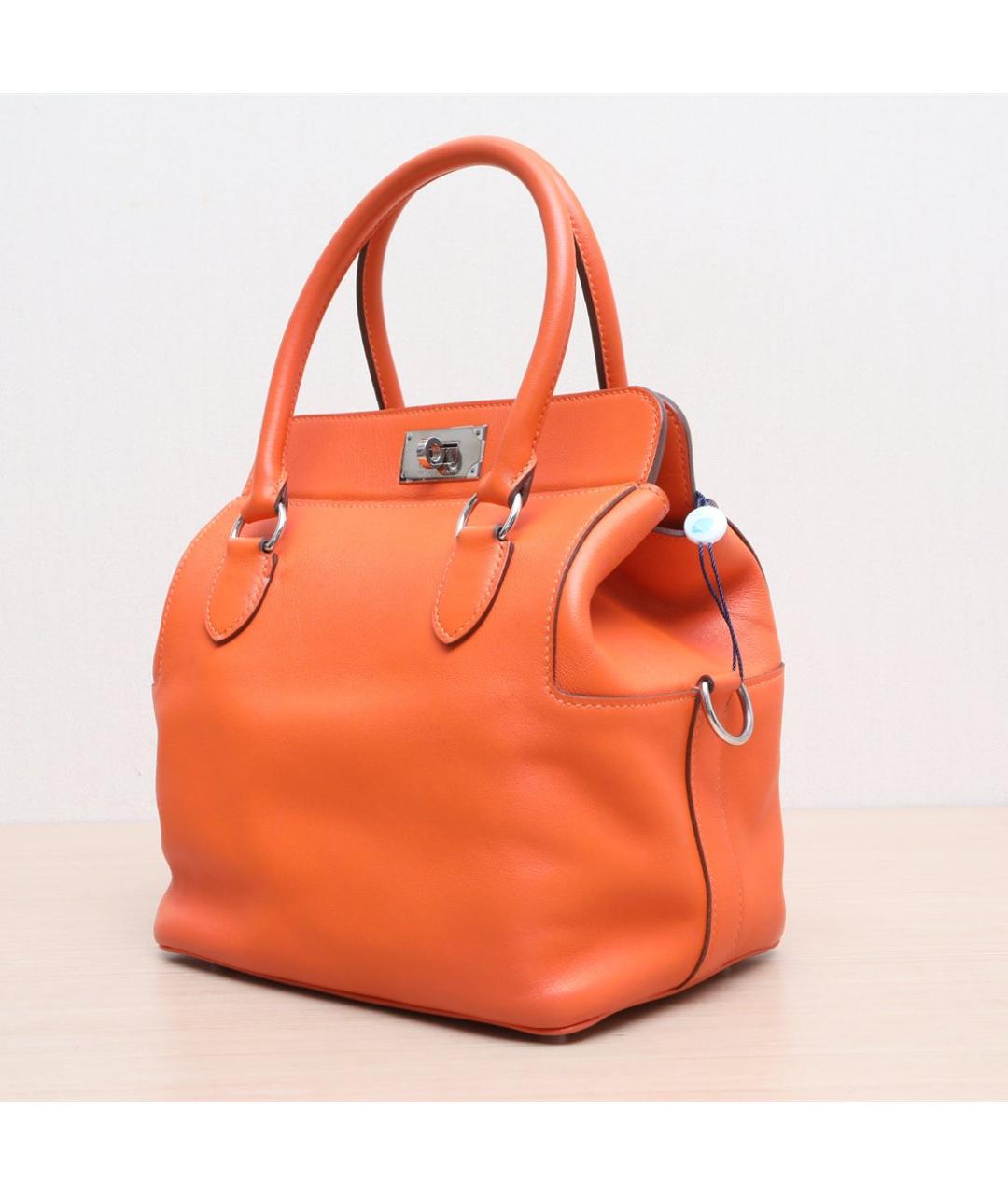HERMES Оранжевая кожаная сумка через плечо, фото 3