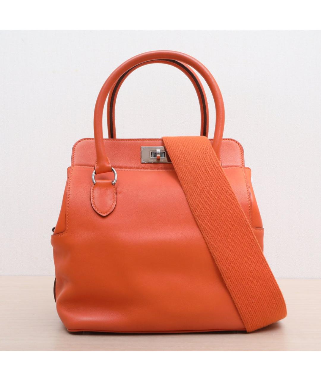 HERMES Оранжевая кожаная сумка через плечо, фото 2