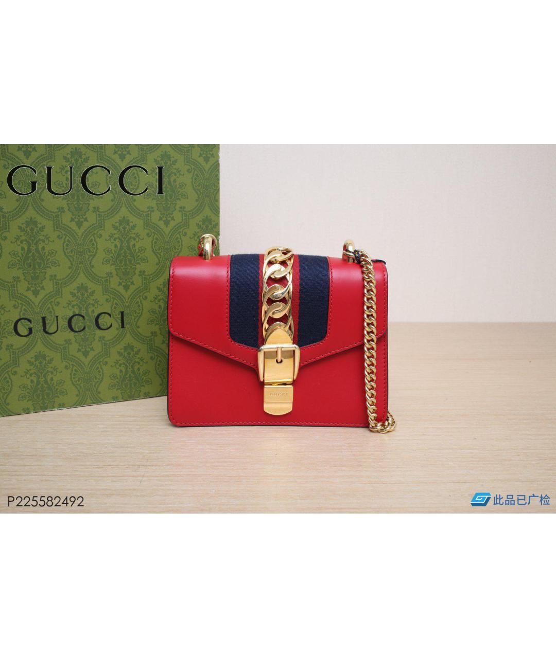 GUCCI Красная кожаная сумка через плечо, фото 6