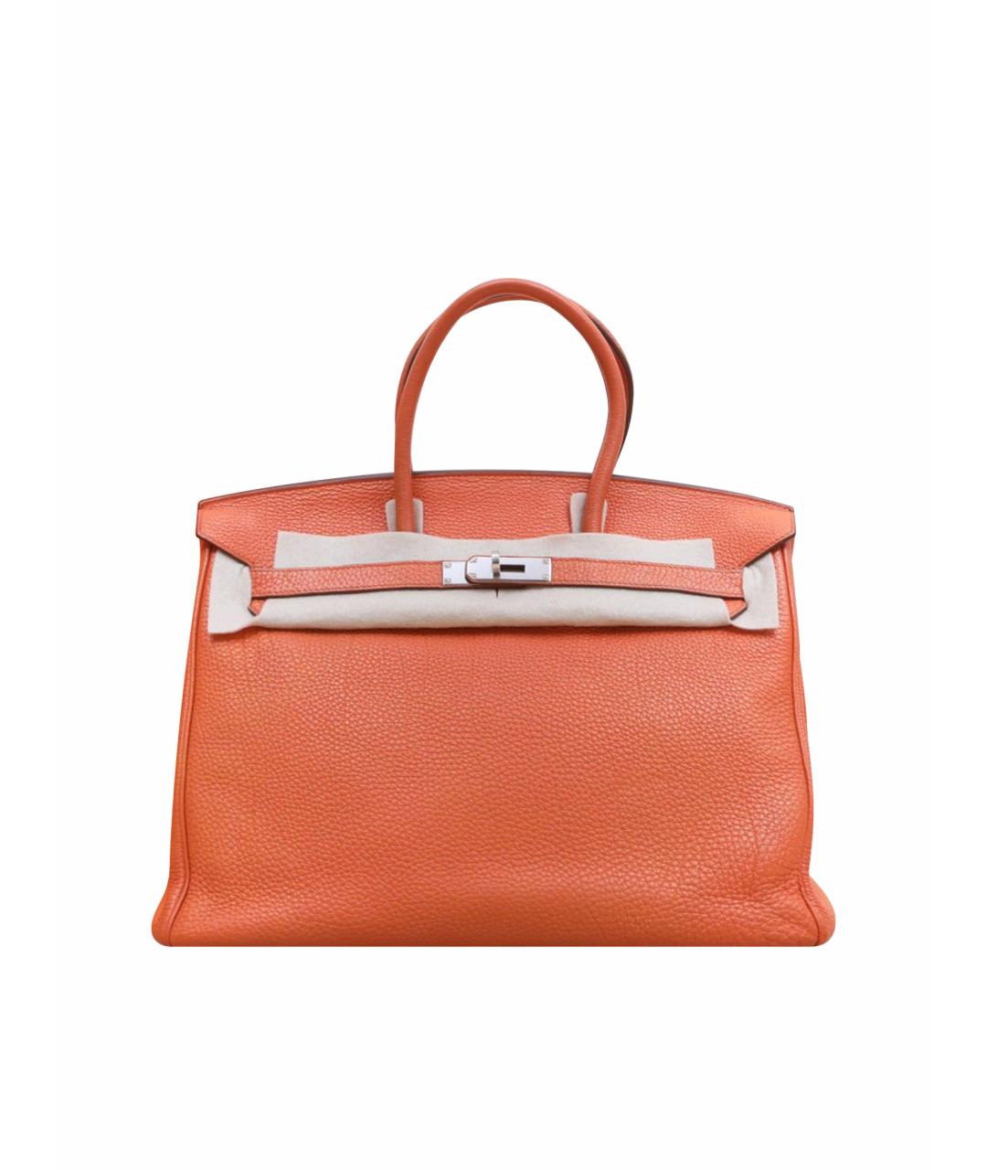 HERMES Оранжевая кожаная сумка через плечо, фото 1