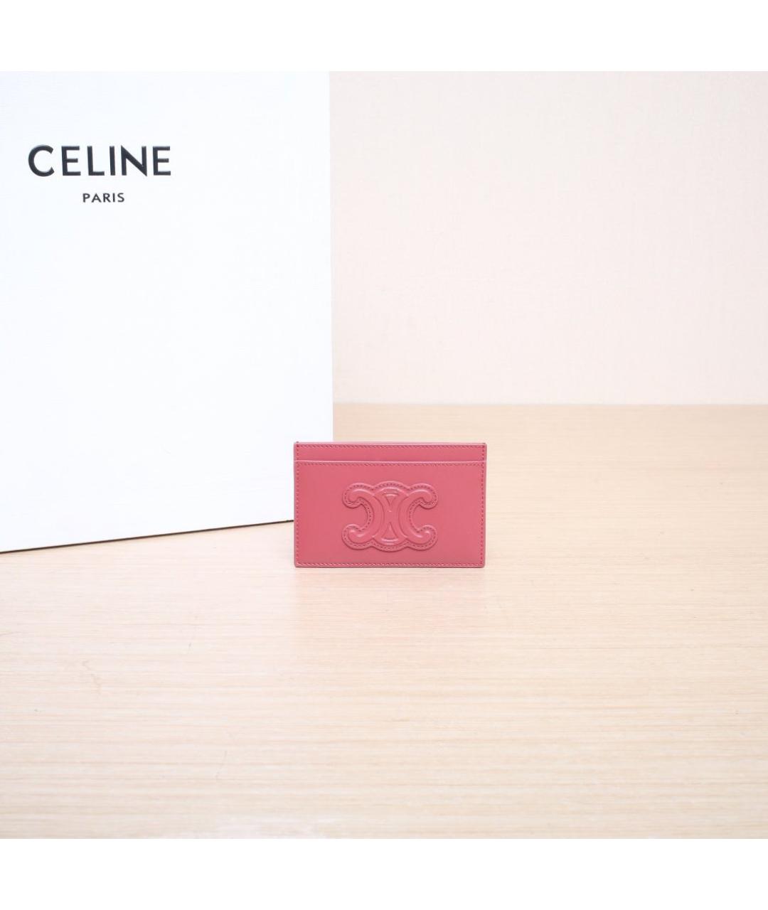 CELINE Розовый кожаный кошелек, фото 10