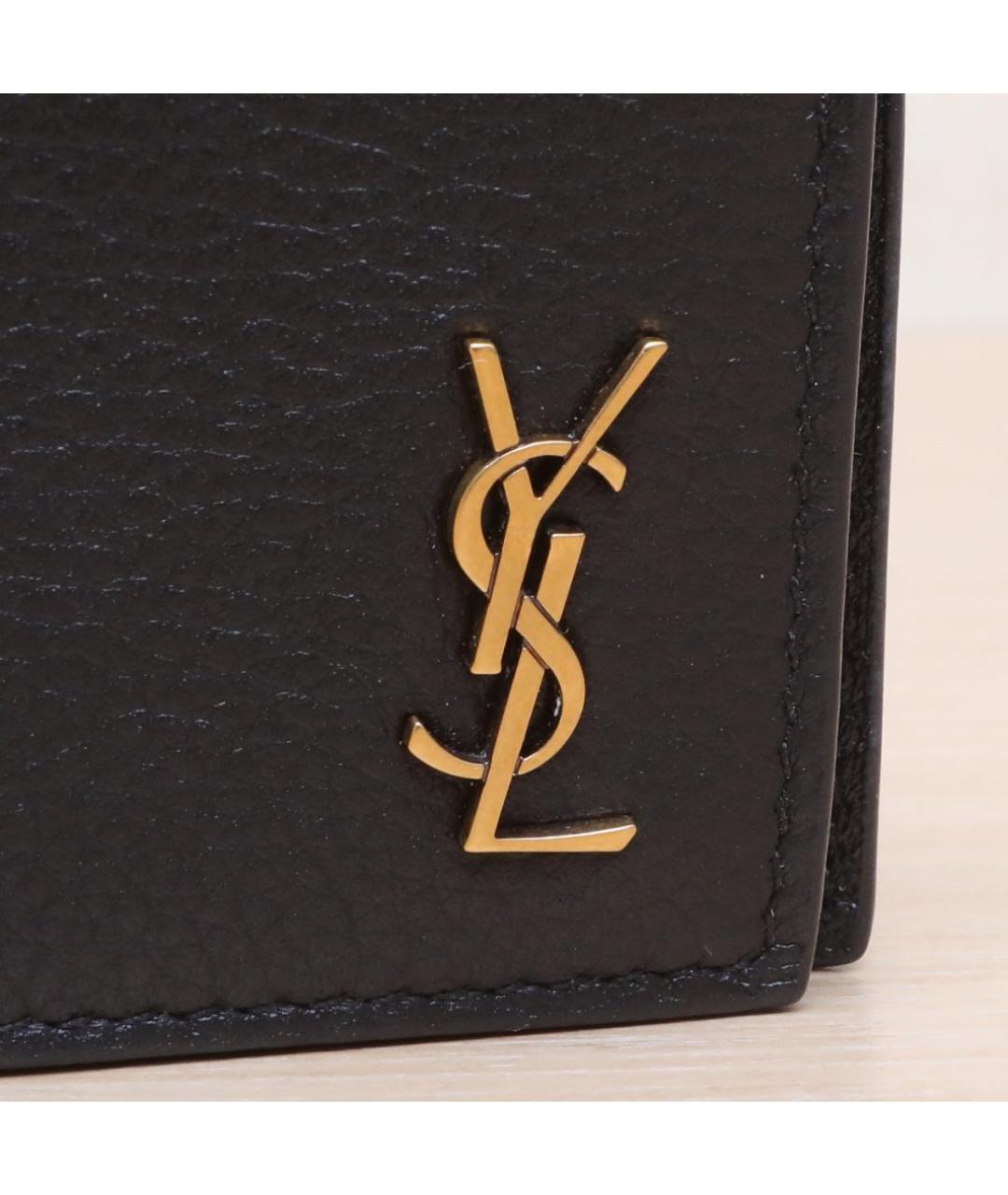 SAINT LAURENT Черный кожаный кошелек, фото 7