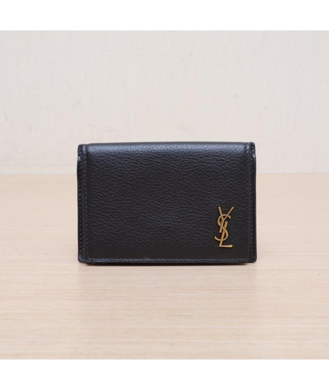 SAINT LAURENT Черный кожаный кошелек, фото 2