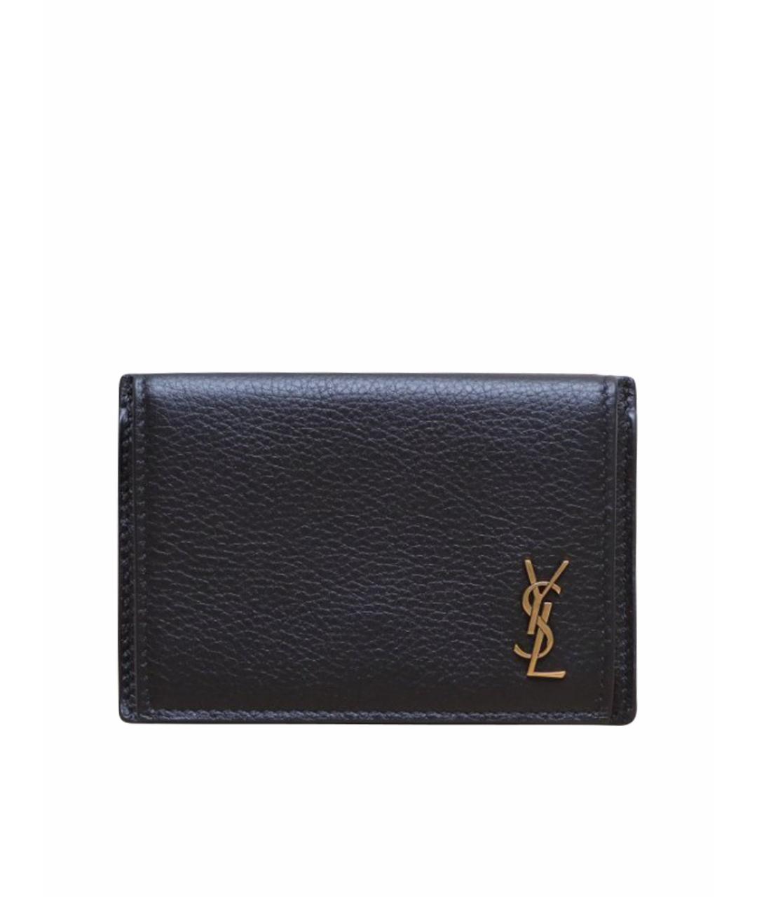 SAINT LAURENT Черный кожаный кошелек, фото 1