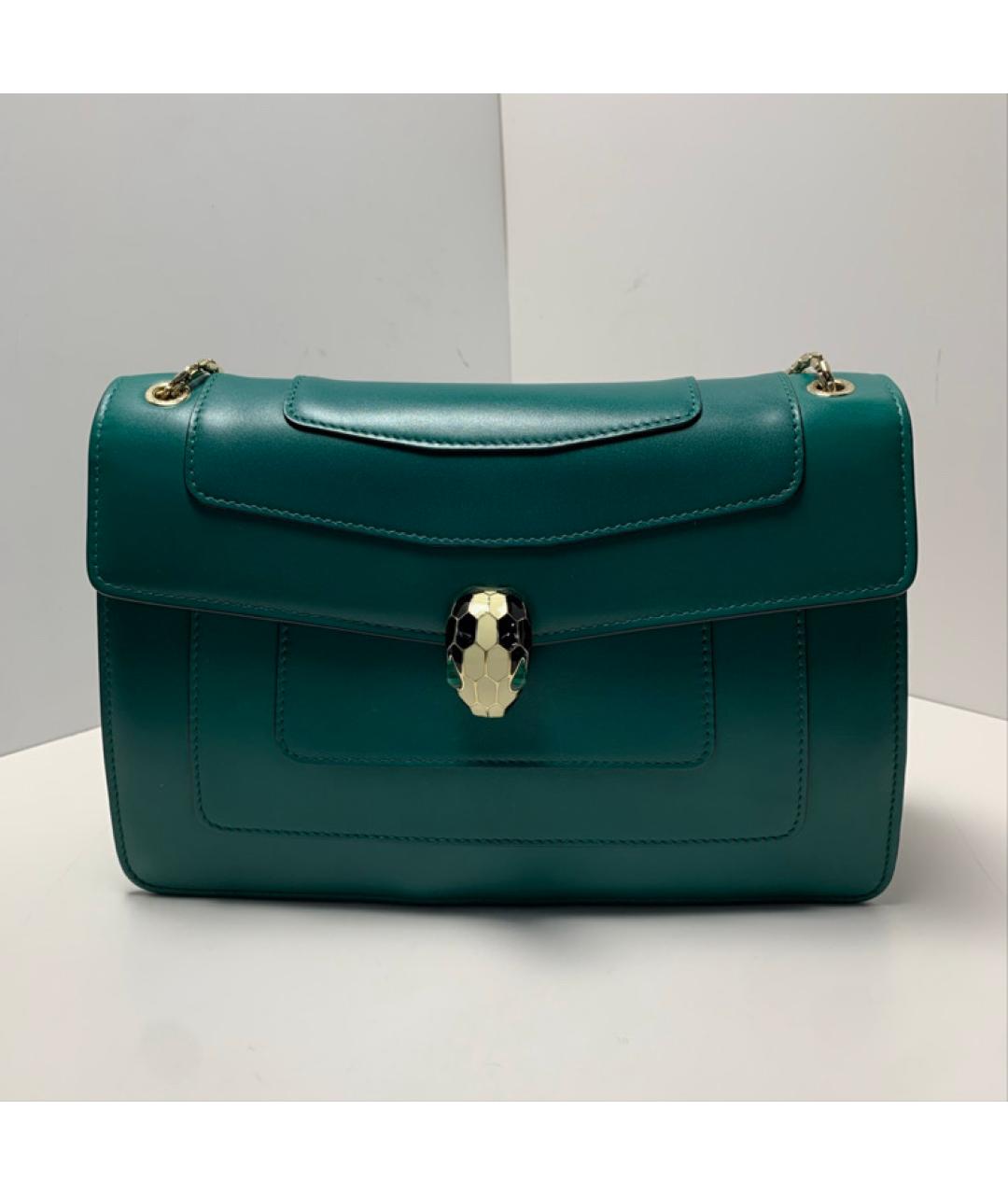 BVLGARI Зеленая кожаная сумка через плечо, фото 5